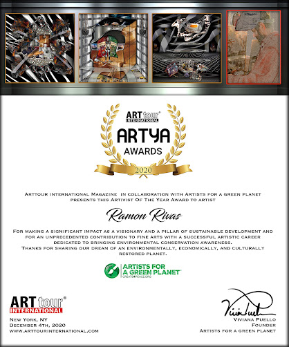 Diploma-Certificado del Premio ARTIVISTA DEL AÑO, al artista Ramón Rivas