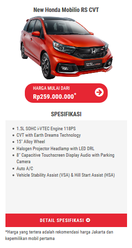 harga dan spesifikasi honda mobilio