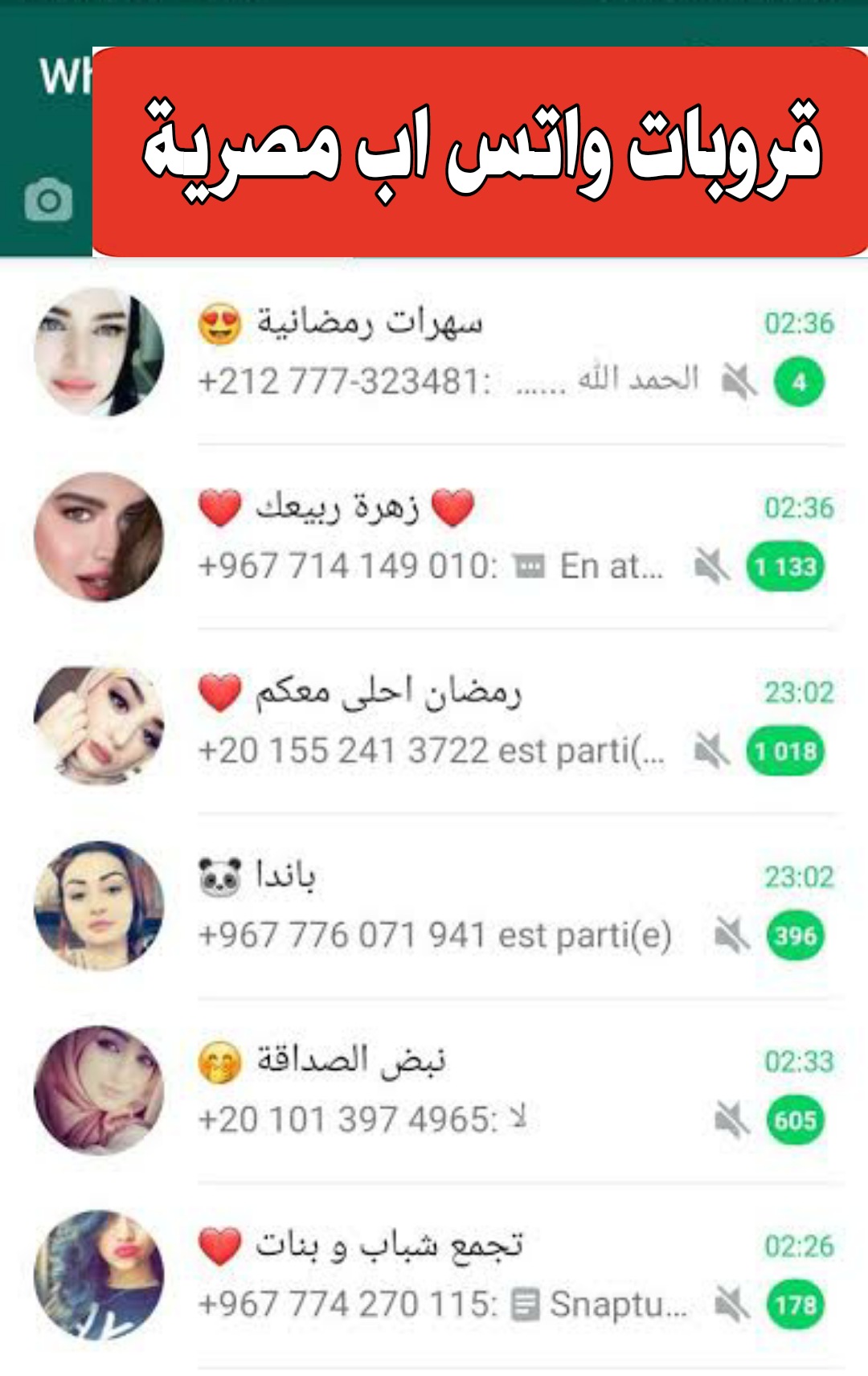 شباب مصر واتس اب ارقام ارقام بنات