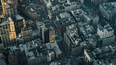 City, Metropolis, Aerial view, Buildings, Street, Architecture
