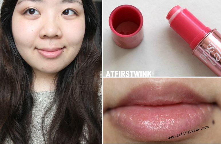 benefit hydrating tinted lip balm - posiebalm lip swatch and full face