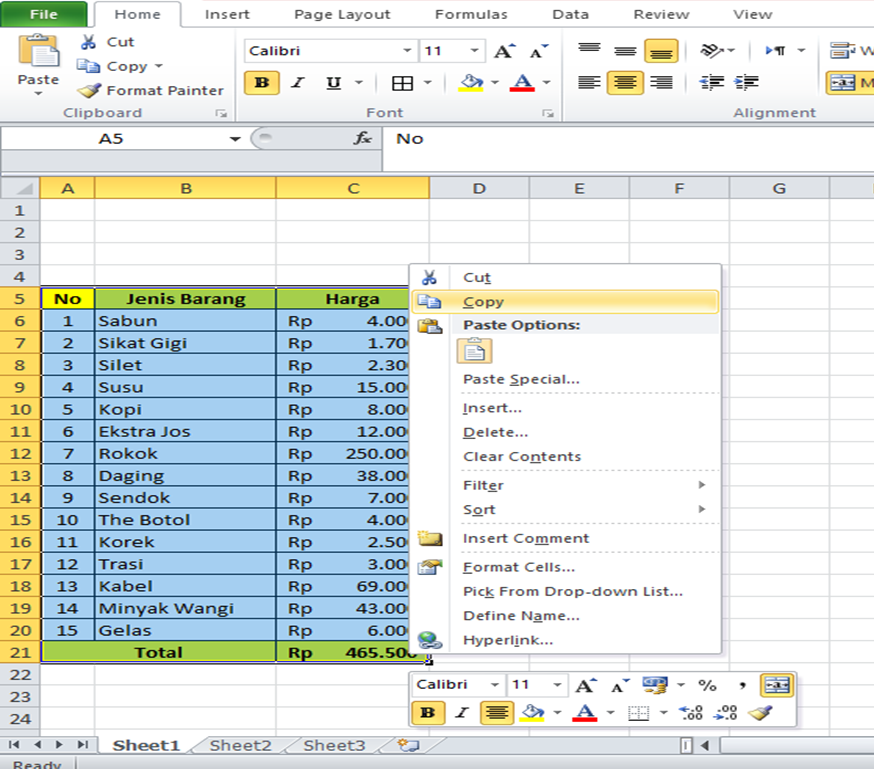 Cara Memindahkan Tabel Word Ke Excel