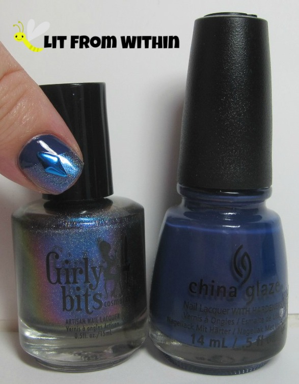 Bottle shot:  Girly Bits Go And Shake A Tower, and China Glaze Queen B. 