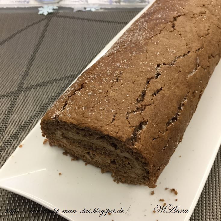 Hier wird mit Liebe gekocht: Schoko-Biskuitrolle mit Schokoladencreme