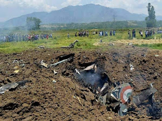 Air Force MiG-21 fighter plane crashed near Suratgar in Rajasthan,after clash the destroyed plain picture