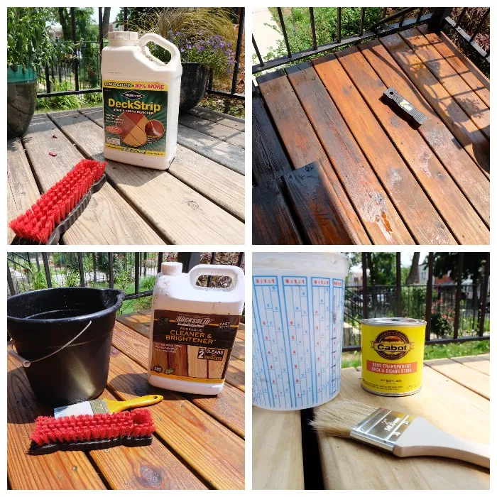 process of stripping old stain and prepping for new