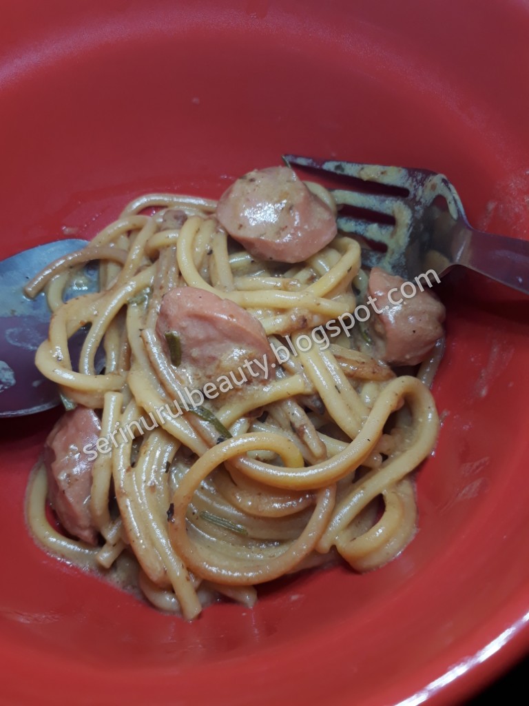 Healthy Nurul Beauty Make spaghetti carbonara in pressure cooker
