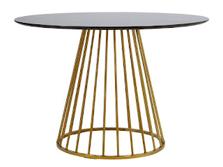 Mesa metal oro y madera redonda