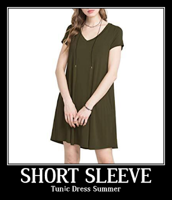Womens Short Sleeve Tunic Dress Summer