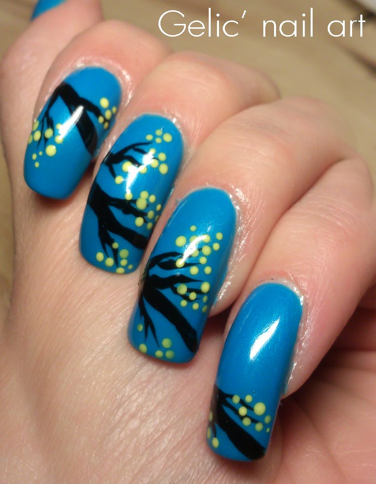 Gelic' nail art Brazil Golden trumpet tree nail art