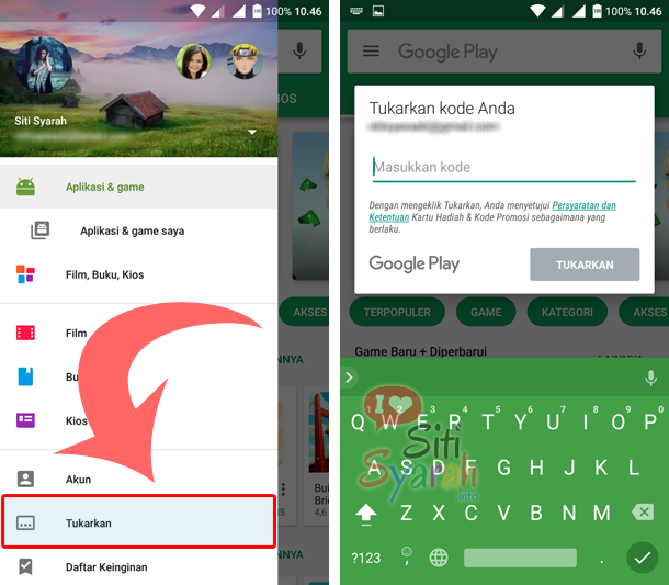 cara mengisi saldo google play store