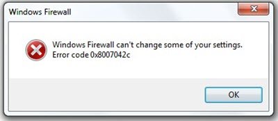 Errore di Windows Firewall 0x8007042c