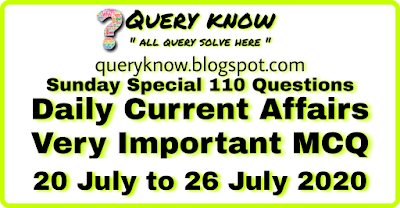 Current Affair Questions & Answer 110 Sunday Special Query know