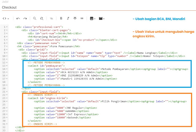 Setting Halaman Checkout