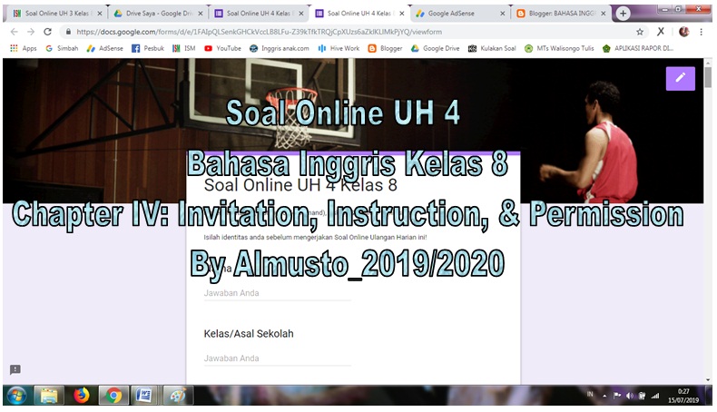Soal Online Uh 4 Kelas 8 Bahasa Inggris Smp Mts