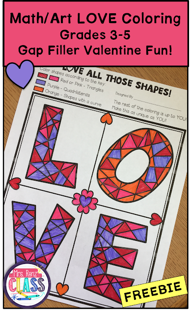 Mrs. Renz' Class: Valentine Math Art Gap Filler FREEBIE (Grades 3-5)