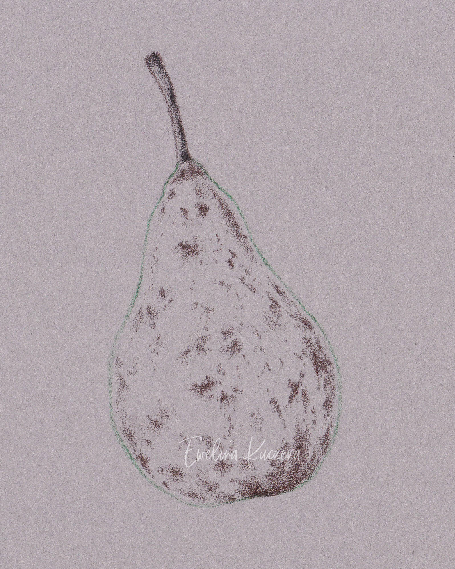 How to draw a pear with colored pencils Step by step tutorial