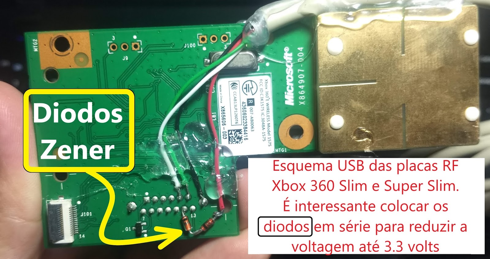 Esquema das placas RF de Xbox 360 Slim, Super Slim e FAT/ Arcade para