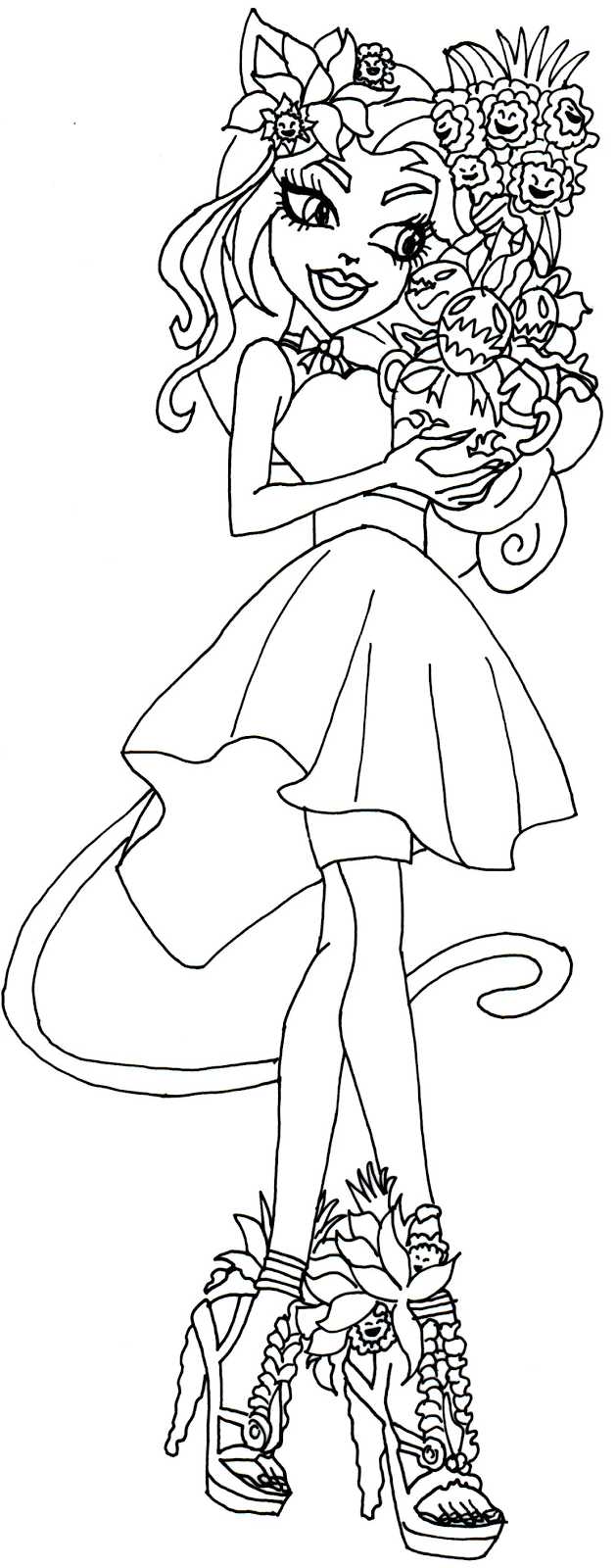 Free Printable Monster High Coloring Pages: Catrine De Mew Gloom and Bloom Monster High Coloring ...