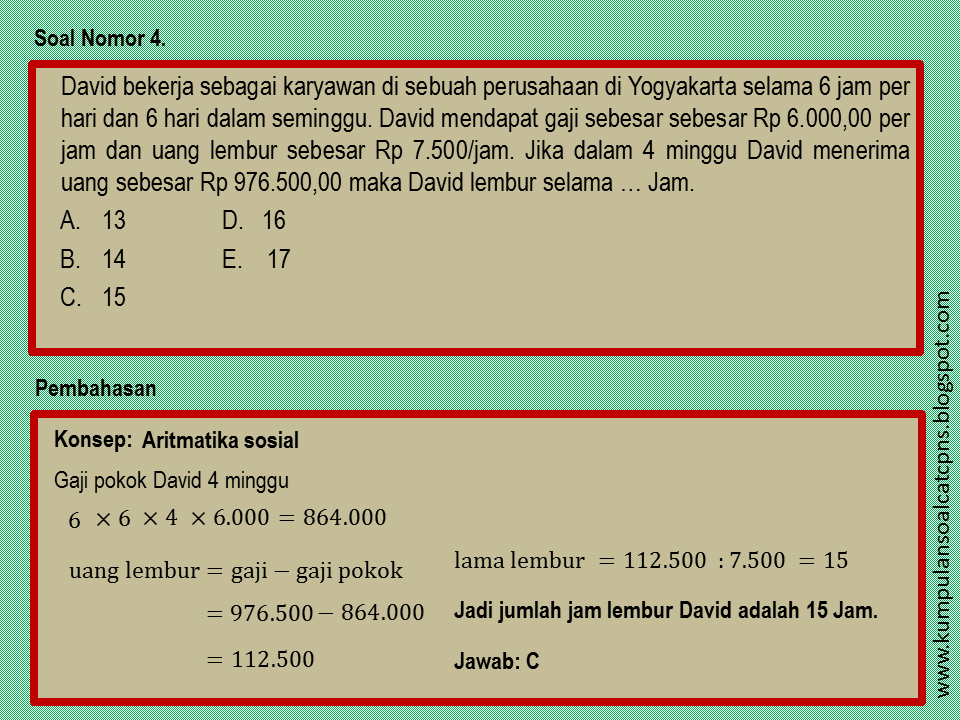 Kumpulan Soal dan Pembahasan Tes CPNS Latihan Soal Cerita