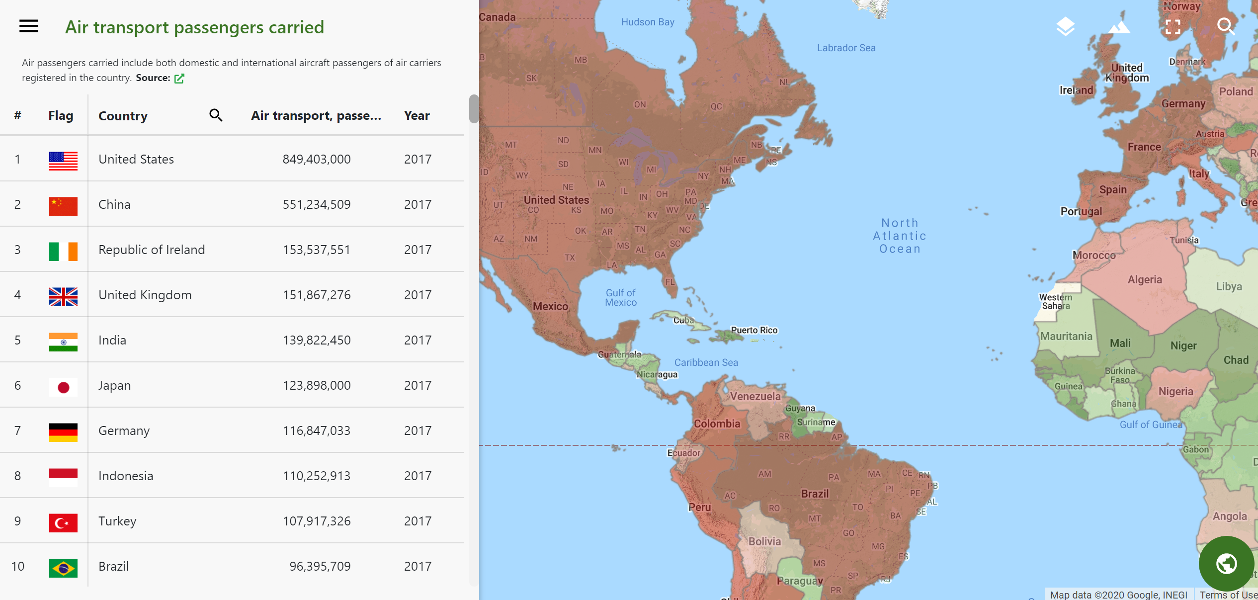 Free Technology for Teachers: Rank Country - Explore Mapped Demographic