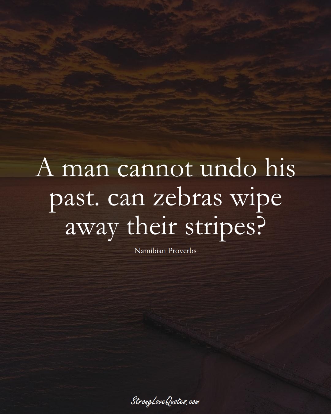 A man cannot undo his past. can zebras wipe away their stripes? (Namibian Sayings);  #AfricanSayings