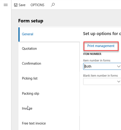 D365 Print Management Setup to print reports