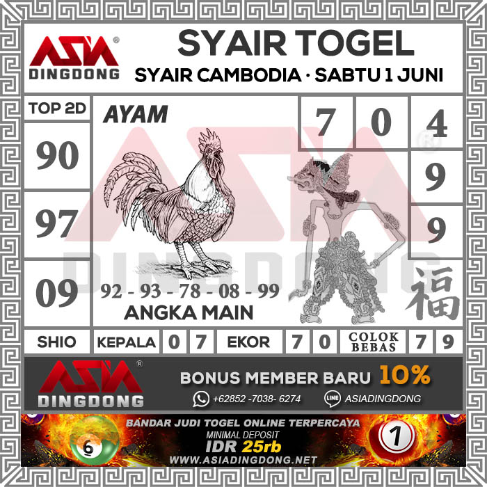 Prediksi Syair Cambodia Hari Sabtu Tanggal 1 Juni 2019 Situs Cara