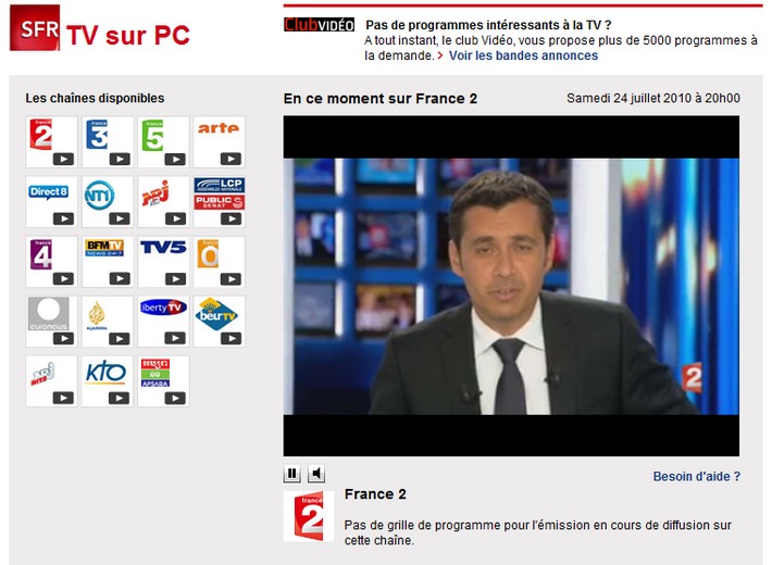 Regarder toutes les chaînes du bouquet SFR TV depuis votre tablette