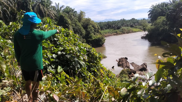 Warga Menungjuk Kondisi Bantaran Sungai Air Manjuto