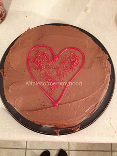 Chocolate cake with red heart