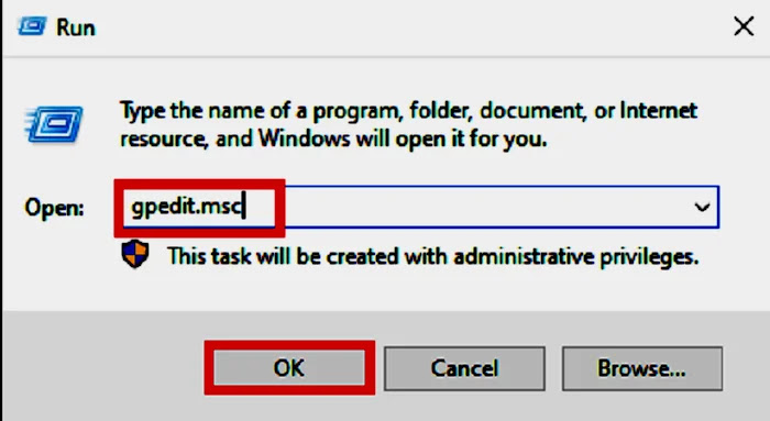 Opening Run Box for local group policy editor window Opening Run Box for local group policy editor window