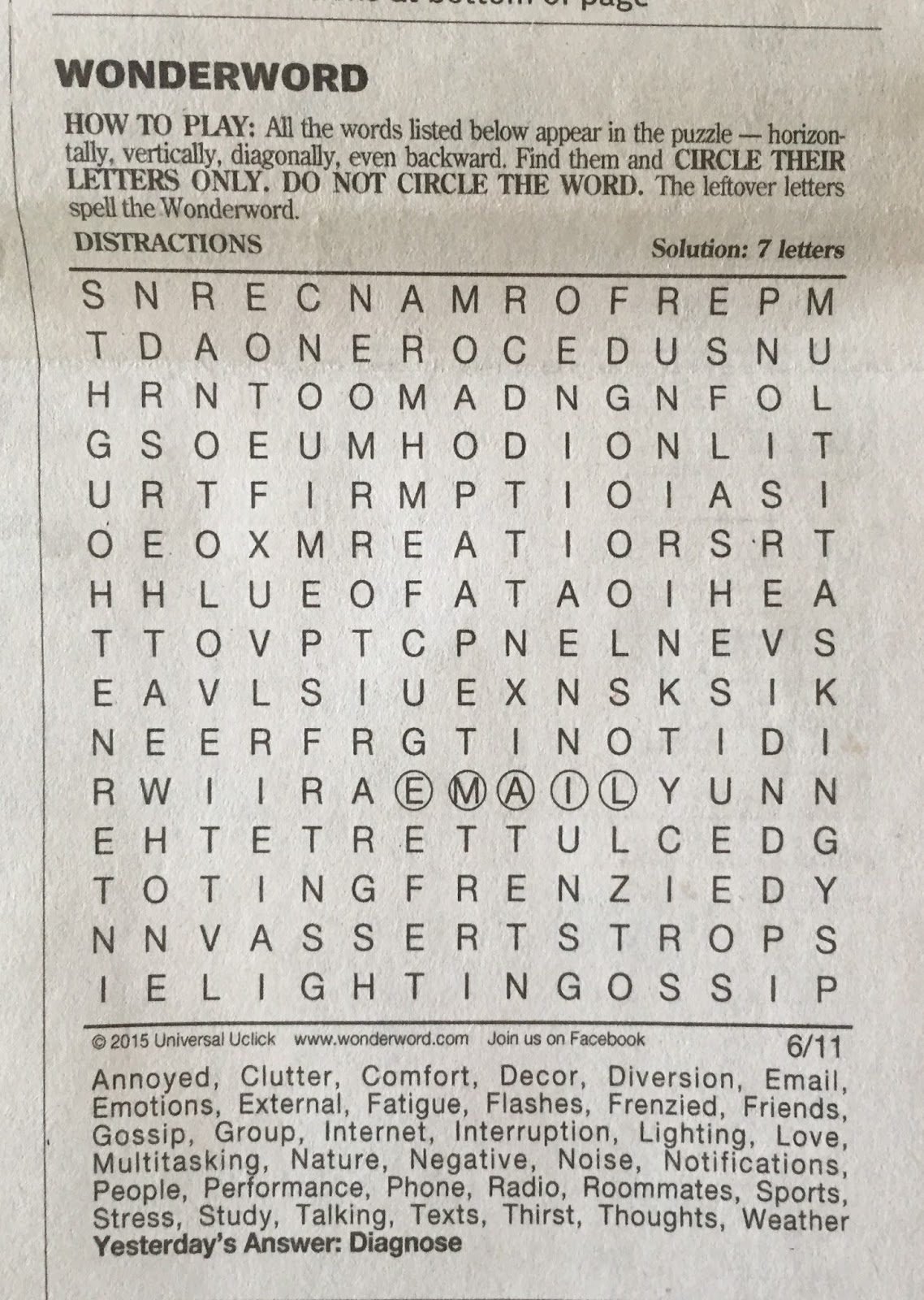 Wonderword Printable