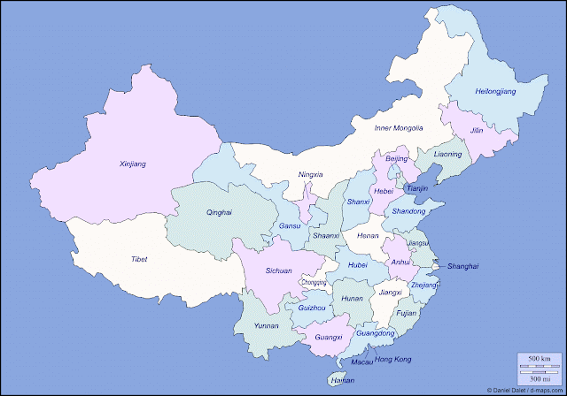Mapa de China. Superficie de China.
