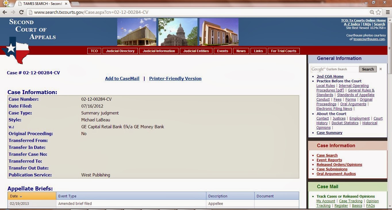 Consumer Debt Litigation (mostly Texas) Comment on Labeau v. GE