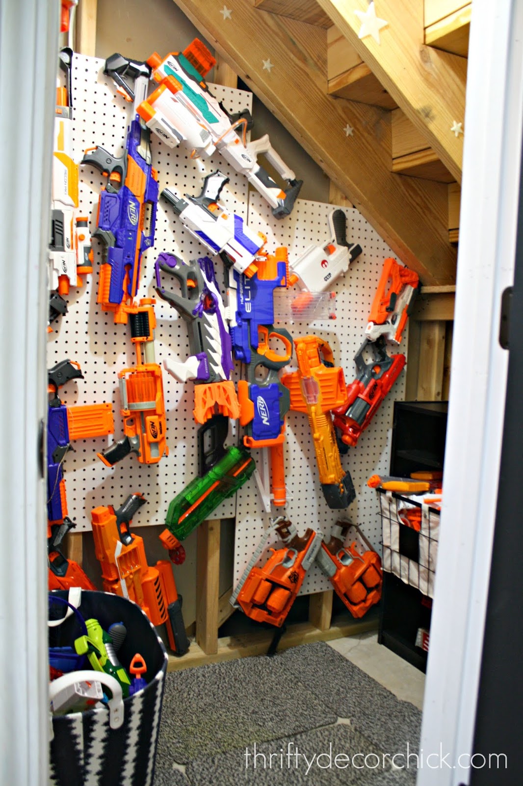 DIY Nerf gun storage wall 