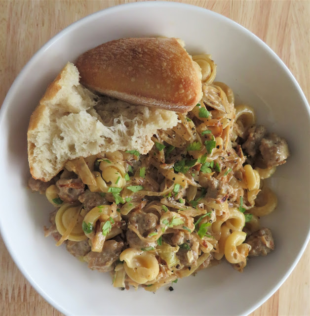 Pasta with a Creamy Mustard and Sausage Sauce