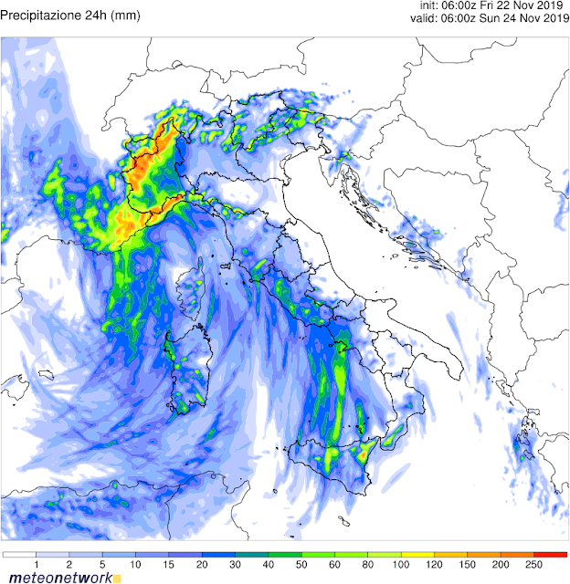 Precipitazione 24 ore mm WRF Italia