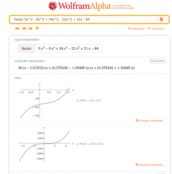 คำนวณคณิตศาสตร์ Wolfram Alpha