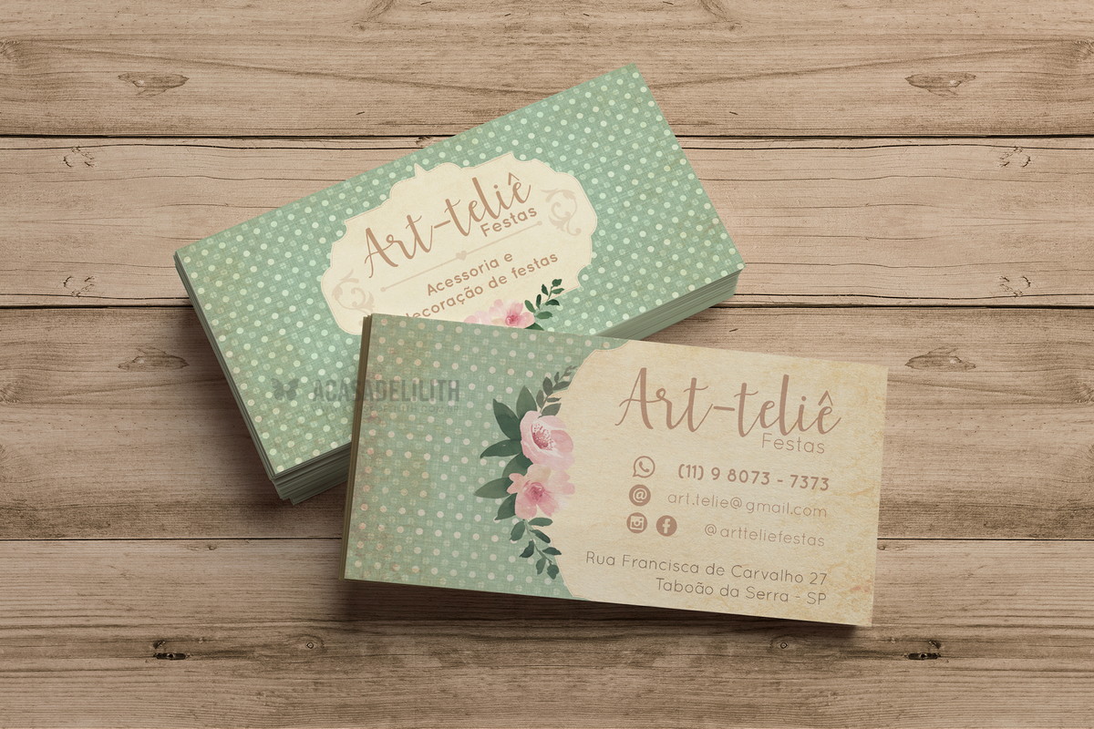 Cartão de Visita em Estilo Rústico / Decoupage para Ateliê de Festas e Eventos Cartão de Visita em Estilo Rústico / Decoupage para Ateliê de Festas e Eventos