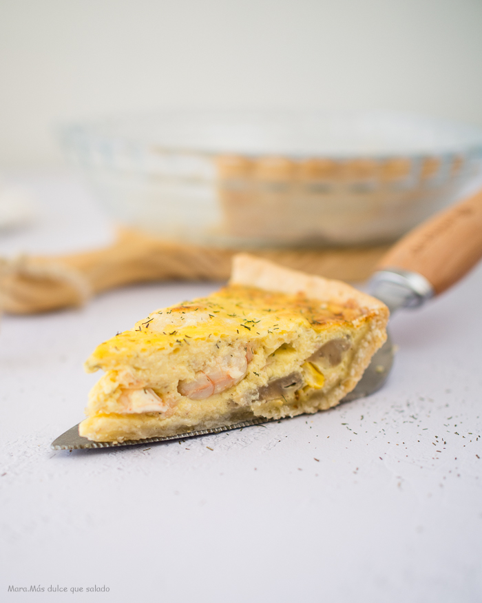 Pastel de salmón y gambas