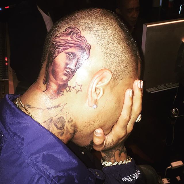Chris Brown's head tattoo!