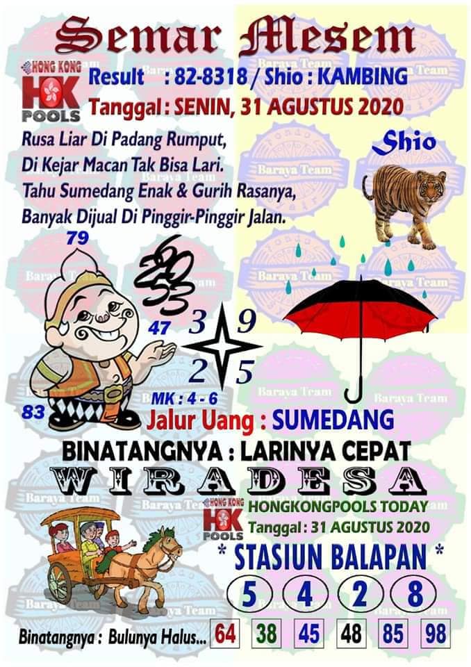 Syair Semar Mesem HK Senin 31 Agustus 2020