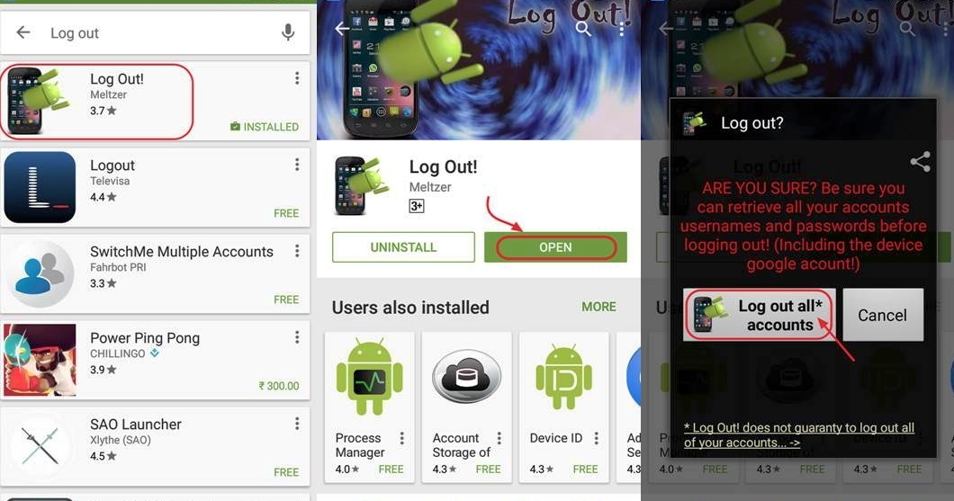 how to sign out of play store