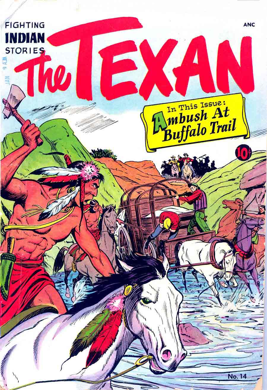 Matt Baker golden age 1950s st. john western comic book cover art - Texan #14