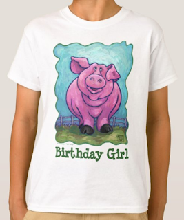 Animal Parade Pig Birthday Girl Tshirt