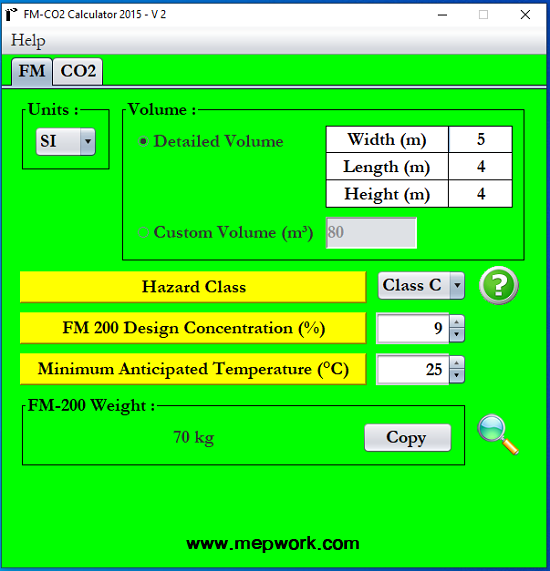 FM200 CO2 Calculator Software Gas Firefighting