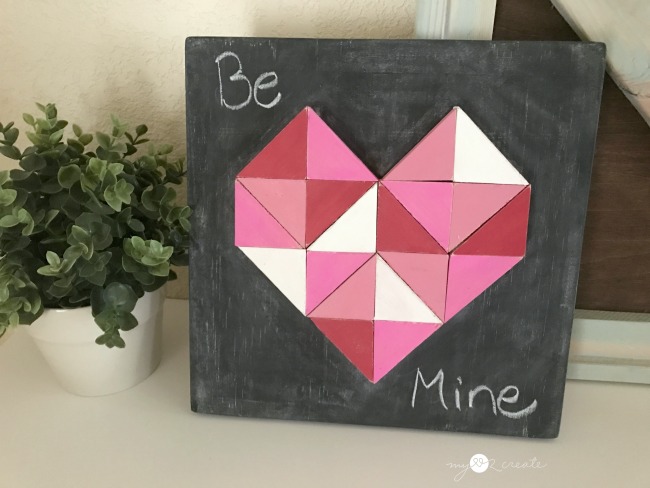 How to make a Wooden Triangle Heart, full picture tutorial at MyLove2Create