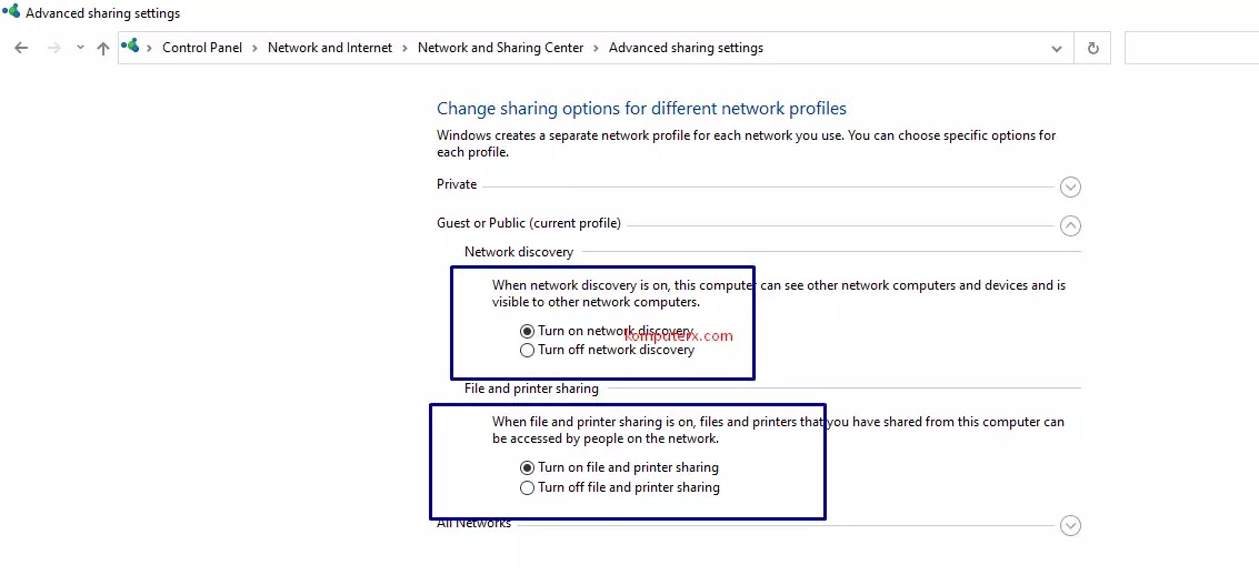 advanced sharing settings menu advanced sharing settings windows 10
