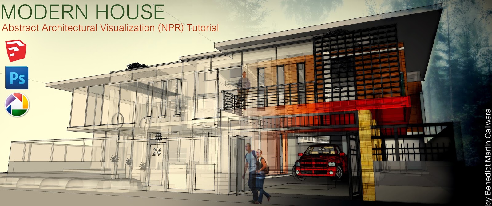 Modern House Abstract Architectural Visualization (NPR) Tutorial
